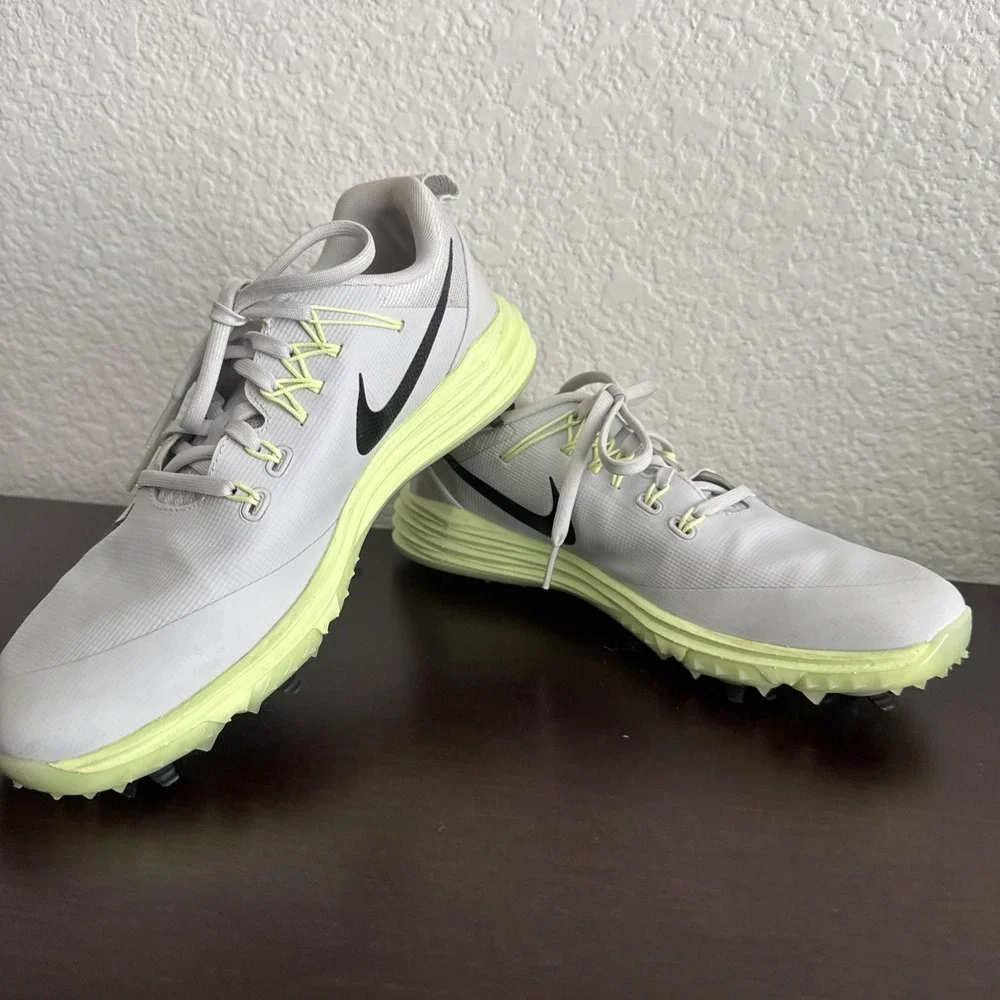 Nike Lunarlon Golf Shoes Gray Men's Size 8.5 Spiked Waterproof